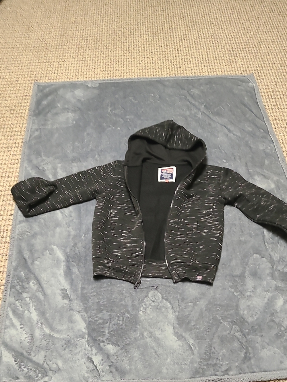 Phat Farm Kids Black Heather Zip-Up Hoodie with Fleck Pattern